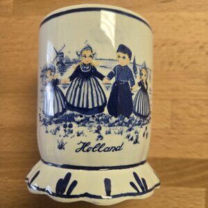 Vintage Blue Delft Made in Holland Handpainted Small Posy Vase Cup